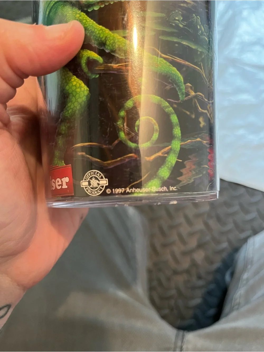Budweiser Green Chameleon Reptile Travel Mug 1997